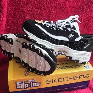 Skechers Black and White Slip-Ins Athletic Sneakers